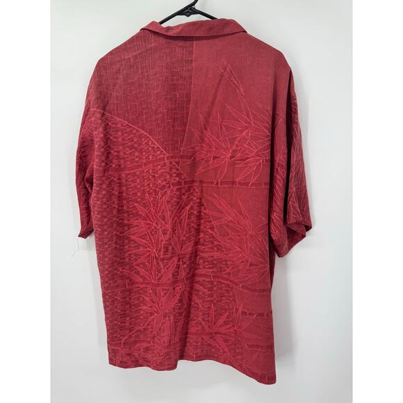 Tommy Bahama Men's Silk Summer Hawaiian Shirt Red Floral Size Medium Lightweight - Picture 2 of 5